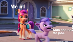 Size: 645x375 | Tagged: safe, edit, edited screencap, screencap, sunny starscout, earth pony, pony, g5, my little pony: a new generation, 3d, female, mare, text