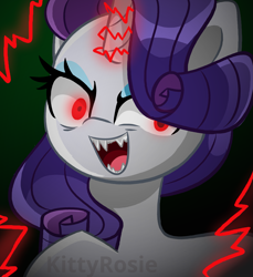 Size: 2671x2911 | Tagged: safe, artist:kittyrosie, rarity, pony, unicorn, g5, my little pony: a new generation, spoiler:my little pony: a new generation, evil rarity, glowing, glowing horn, high res, horn, open mouth, possessed, red eyes, solo, sproutity