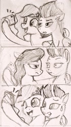 Size: 1143x2048 | Tagged: safe, artist:nekokevin, pipp petals, zipp storm, pegasus, pony, g5, my little pony: a new generation, spoiler:my little pony: a new generation, annoyed, comic, female, forced smile, frown, mare, one eye closed, open mouth, open smile, phone, selfie, siblings, sisters, sisters being sisters, smiling, sweat, sweatdrop, wink, zipp storm is not amused