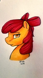 Size: 1128x2016 | Tagged: safe, artist:allforyouart, apple bloom, earth pony, pony, g4, bust, female, filly, portrait, solo, traditional art