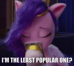 Size: 376x334 | Tagged: safe, edit, edited screencap, screencap, pipp petals, pony, g5, my little pony: a new generation, spoiler:my little pony: a new generation, 3d, animated, female, gif, mare, phone, poll
