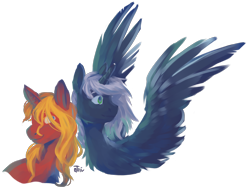 Size: 3312x2492 | Tagged: safe, artist:moontwinkle, oc, oc only, oc:quantum flash, oc:steel prism, alicorn, pony, unicorn, alicorn oc, headshot commission, high res, horn, simple background, transparent background, wings