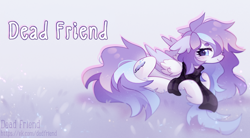 Size: 4000x2200 | Tagged: safe, artist:dedfriend, oc, oc only, oc:butterfly effect, pegasus, pony, blushing, clothes, lying down, scarf, solo