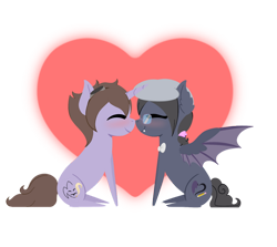 Size: 900x802 | Tagged: safe, artist:nivimonster, oc, oc only, oc:pandemonium, bat pony, pony, unicorn, chibi, nuzzling, simple background, transparent background