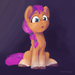 Size: 2048x2048 | Tagged: safe, artist:pfeffaroo, sunny starscout, earth pony, pony, g5, my little pony: a new generation, high res, open mouth, sitting, solo