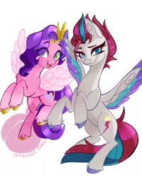 Size: 458x572 | Tagged: safe, artist:preservedplumbo, pipp petals, zipp storm, pegasus, pony, g5, my little pony: a new generation, adorapipp, adorazipp, cute, duo, female, royal sisters (g5), siblings, simple background, sisters, white background