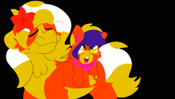 Size: 1920x1080 | Tagged: safe, artist:euspuche, oc, oc only, oc:carmen garcía, oc:naiv nein, earth pony, pegasus, pony, colt, female, male, misleading thumbnail, mother and child, mother and son, smiling, surprised