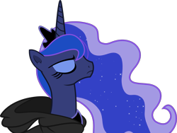 Size: 2661x2000 | Tagged: safe, artist:frownfactory, princess luna, alicorn, pony, g4, luna eclipsed, season 2, cape, clothes, crown, eyes closed, female, frown, high res, hoodie, horn, jewelry, mare, regalia, simple background, solo, transparent background, vector