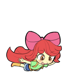 Size: 936x1000 | Tagged: safe, artist:lumineko, apple bloom, equestria girls, g4, adorabloom, blushing, cute, falling, simple background, solo, transparent background