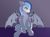 Size: 1900x1400 | Tagged: safe, artist:snowstormbat, oc, oc only, oc:midnight snowstorm, bat pony, pony, bodypaint, gradient background, male, sitting, smiling, solo, stallion