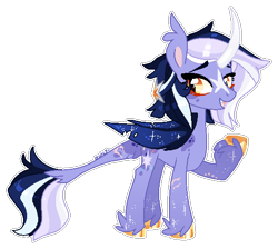 Size: 548x490 | Tagged: safe, artist:x-vintage--owl-x, twilight sparkle, alicorn, bat pony, bat pony alicorn, pony, alternate design, bat wings, coat markings, colored hooves, curved horn, eyebrows, eyebrows visible through hair, facial markings, horn, leonine tail, multicolored hair, raised hoof, redesign, scar, simple background, solo, sparkly wings, star (coat marking), tail, transparent background, twilight sparkle (alicorn), unshorn fetlocks, wings