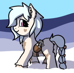 Size: 460x451 | Tagged: safe, artist:neuro, oc, oc only, earth pony, pony, yakutian horse, baby, baby carrier, baby pony, braided tail, coat markings, cute, daaaaaaaaaaaw, duo, female, fluffy, mare, mother and child, ocbetes, snow, snow mare, tail