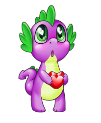 Size: 1791x2172 | Tagged: safe, artist:hirurux, spike, dragon, g4, cute, fire ruby, gem, heart eyes, ruby, simple background, solo, spikabetes, transparent background, wingding eyes