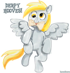 Size: 917x959 | Tagged: safe, artist:color--spectrum, derpy hooves, pegasus, pony, g4, female, letter, mare, mouth hold, solo
