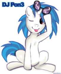 Size: 808x980 | Tagged: safe, artist:color--spectrum, dj pon-3, vinyl scratch, pony, unicorn, g4, ;p, female, mare, one eye closed, solo, tongue out