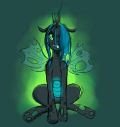 Size: 702x744 | Tagged: safe, artist:color--spectrum, queen chrysalis, changeling, changeling queen, g4, crown, evil smile, female, grin, jewelry, regalia, smiling, solo