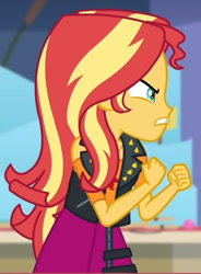Size: 873x1188 | Tagged: safe, screencap, sunset shimmer, equestria girls, equestria girls specials, g4, my little pony equestria girls: better together, my little pony equestria girls: rollercoaster of friendship, angry, cropped, shrunken pupils, solo, that pony sure have anger issues