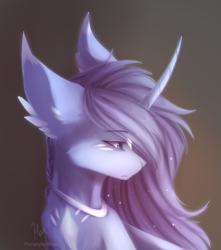 Size: 850x960 | Tagged: safe, artist:primarylilybrisk, oc, oc only, pony, unicorn, bust, curved horn, female, horn, mare, solo