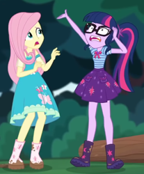 Size: 474x573 | Tagged: safe, screencap, fluttershy, sci-twi, twilight sparkle, equestria girls, g4, my little pony equestria girls: better together, stressed in show, stressed in show: fluttershy, cropped, shrunken pupils