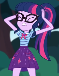 Size: 359x458 | Tagged: safe, screencap, sci-twi, twilight sparkle, equestria girls, g4, my little pony equestria girls: better together, stressed in show, stressed in show: fluttershy, cropped, solo