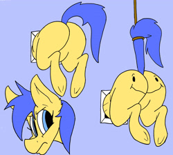 Size: 3000x2694 | Tagged: safe, artist:dynamo1940, oc, pony, body writing, butt, high res, plot, smiley face, stuck, tail, tail pull, underhoof