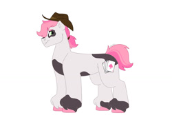 Size: 1280x854 | Tagged: safe, artist:itstechtock, oc, oc only, oc:wild card, earth pony, pony, female, filly, hat, parent:raspberry glaze, parent:star spur, simple background, solo, white background