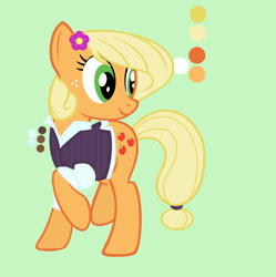 Size: 907x909 | Tagged: safe, artist:darthlena, applejack, earth pony, pony, g4, clothes, female, flower, flower in hair, simple background, solo