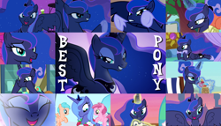 Size: 1570x900 | Tagged: safe, artist:iceflower99, edit, edited screencap, screencap, princess luna, a canterlot wedding, a royal problem, between dark and dawn, do princesses dream of magic sheep, friendship is magic, g4, luna eclipsed, to where and back again, best pony, collage, s1 luna