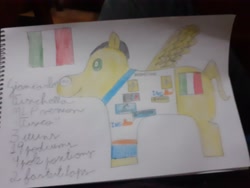 Size: 4128x3096 | Tagged: safe, artist:super-coyote1804, pony, colored pencil drawing, formula 1, giancarlo fisichella, italy, ponified, solo, traditional art