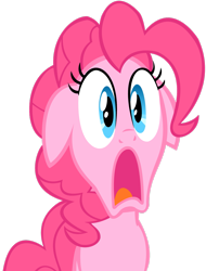 Size: 2135x2809 | Tagged: safe, artist:iamthegreatlyra, pinkie pie, earth pony, pony, baby cakes, g4, season 2, d:, female, floppy ears, high res, mare, open mouth, shocked, simple background, solo, surprised, transparent background, vector