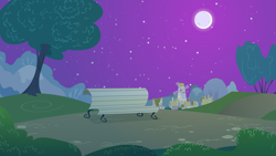 Size: 6000x3376 | Tagged: safe, artist:mandydax, absurd resolution, background, bench, full moon, moon, night, no pony, stars, vector, windmill