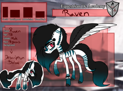Size: 4424x3272 | Tagged: safe, artist:beamybutt, oc, oc only, oc:raven, pegasus, pony, colored wings, duo, ear fluff, eyelashes, male, pegasus oc, raised hoof, reference sheet, spiked wristband, stallion, two toned wings, wings, wristband