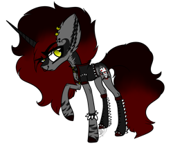 Size: 2833x2422 | Tagged: safe, artist:beamybutt, oc, oc only, pony, unicorn, boots, clothes, ear fluff, ear piercing, earring, high res, horn, jacket, jewelry, leather jacket, male, piercing, shoes, simple background, smiling, solo, spiked wristband, stallion, transparent background, unicorn oc, wristband