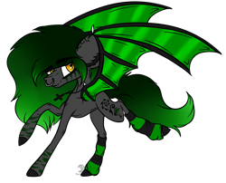 Size: 2938x2374 | Tagged: safe, artist:beamybutt, oc, oc only, bat pony, pony, bat pony oc, bat wings, clothes, cross, ear fluff, eyelashes, female, high res, jewelry, leg warmers, mare, necklace, raised hoof, simple background, solo, transparent background, wings