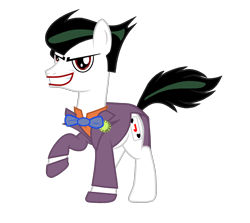 Size: 1508x1344 | Tagged: safe, artist:bluethunder66, pony, batman, batman the animated series, bowtie, evil smile, grin, male, ponified, simple background, smiling, stallion, the joker, transparent background, vector