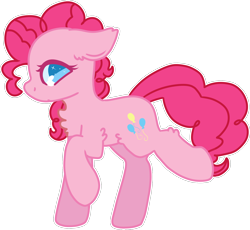 Size: 1736x1597 | Tagged: safe, artist:nawnii, pinkie pie, earth pony, pony, g4, chest fluff, female, floppy ears, mare, no pupils, simple background, solo, transparent background, white outline