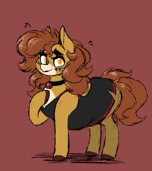 Size: 749x845 | Tagged: safe, artist:somefrigginnerd, oc, oc only, oc:pencil test, earth pony, pony, choker, chubby, clothes, dress, fat, female, freckles, mare, plump, solo