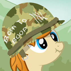 Size: 3000x3000 | Tagged: safe, artist:pizzamovies, oc, oc only, oc:pizzamovies, earth pony, pony, camouflage, high res, m1 helmet, male, scrunchy face, solo, stallion, vietnam war