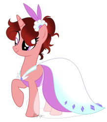 Size: 920x1053 | Tagged: safe, artist:feather_bloom, oc, oc only, oc:paige scribble(kaitykat), pony, unicorn, clothes, cute, dignified wear, dress, female, gala dress, grand galloping gala, mare, raised hoof, simple background, solo, transgender, transparent background