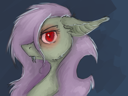 Size: 1600x1200 | Tagged: safe, artist:lonerdemiurge_nail, fluttershy, bat pony, pony, g4, bat ponified, bust, fangs, flutterbat, portrait, profile, race swap, solo