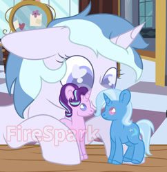 Size: 1280x1322 | Tagged: safe, artist:firesparkmlp, starlight glimmer, trixie, oc, oc:frostbite, g4, base used, female, lesbian, magical lesbian spawn, offspring, parent:starlight glimmer, parent:trixie, parents:startrix, ship:startrix, shipping, watermark