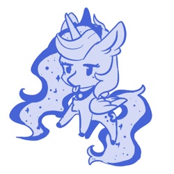 Size: 500x500 | Tagged: safe, artist:qamar, princess luna, alicorn, pony, g4, chibi, cute, lunabetes, monochrome, silly, simple background, solo, tongue out, white background