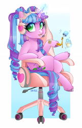 Size: 1920x2980 | Tagged: safe, artist:sk-ree, oc, oc only, oc:ivy lush, pony, unicorn, chair, female, mare, solo