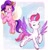 Size: 1966x2048 | Tagged: safe, artist:mn27, pipp petals, zipp storm, pegasus, pony, g5, adorapipp, adorazipp, cute, duo, female, flying, phone, pog, pogchamp, poggers, royal sisters (g5), siblings, sisters, spread wings, wings