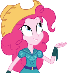 Size: 3000x3252 | Tagged: safe, artist:cloudy glow, pinkie pie, equestria girls, g4, my little pony equestria girls: friendship games, .ai available, clothes, cowboy hat, cowgirl, female, hat, high res, simple background, smiling, solo, stetson, transparent background, vector