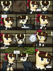 Size: 1750x2333 | Tagged: safe, artist:99999999000, oc, oc only, oc:cwe, oc:mar baolin, pony, unicorn, comic:nice to meet you, clothes, comic, female, male, tadpole