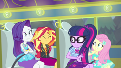 Size: 1920x1080 | Tagged: safe, screencap, fluttershy, rarity, sci-twi, sunset shimmer, twilight sparkle, equestria girls, g4, my little pony equestria girls: better together, road trippin, shrunken pupils