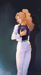 Size: 1109x2000 | Tagged: safe, artist:stummm, adagio dazzle, equestria girls, g4, clothes, female, hat, k-pop, oneus, solo, suit