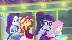 Size: 1920x1080 | Tagged: safe, screencap, fluttershy, rarity, sci-twi, sunset shimmer, twilight sparkle, equestria girls, g4, my little pony equestria girls: better together, road trippin