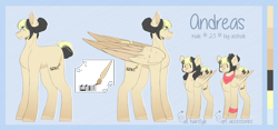 Size: 3000x1404 | Tagged: safe, artist:yuumirou, oc, oc only, oc:andreas, pegasus, pony, male, reference sheet, solo, stallion